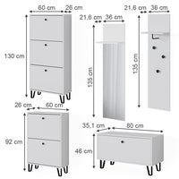 Vicco Set di armadi Bianco Set con armadi, panca per scarpe e scarpiere