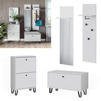 Vicco Set guardaroba  Bianco Set con appendiabiti a parete, panca e scarpiera