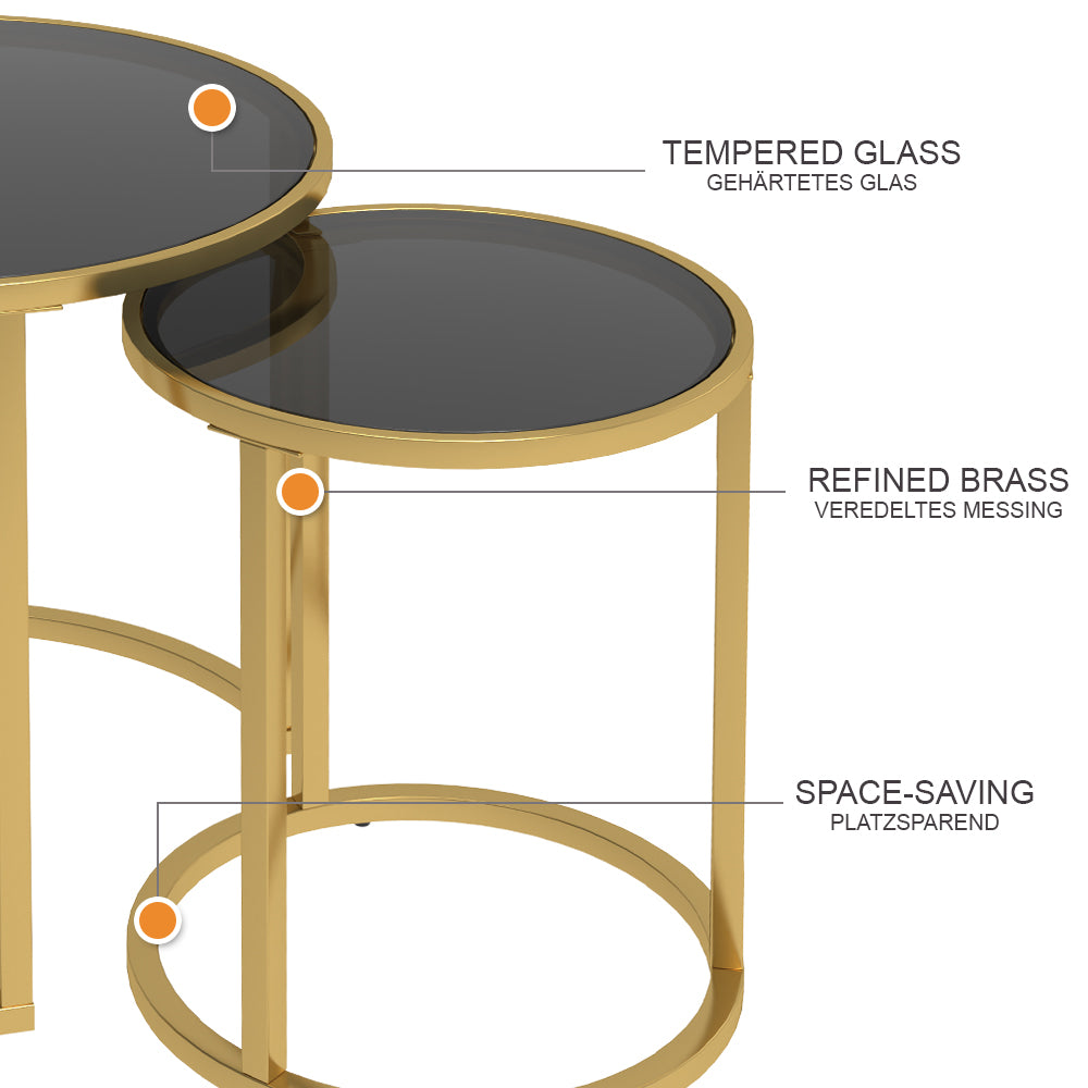 Vicco Set di tavolini Nero 50 x 45,5 cm Set di 2