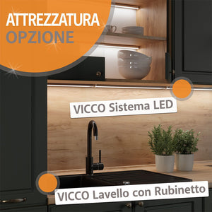 Vicco Cucine componibili piccole Antracite lucido/bianco 180 cm senza piano di lavoro