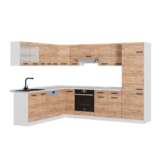 Vicco Cucina angolare completa Quercia dorata/bianco 227 x 287 cm PL Rovere