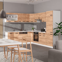 Vicco Cucina angolare completa Quercia dorata/bianco 227 x 287 cm senza piano di lavoro