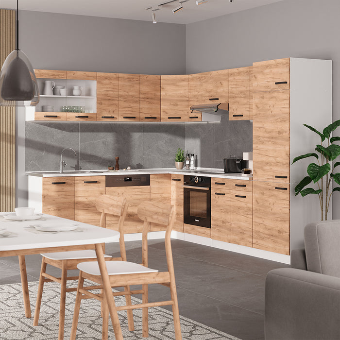 Vicco Cucina angolare completa Quercia dorata/bianco 227 x 287 cm PL Antracite
