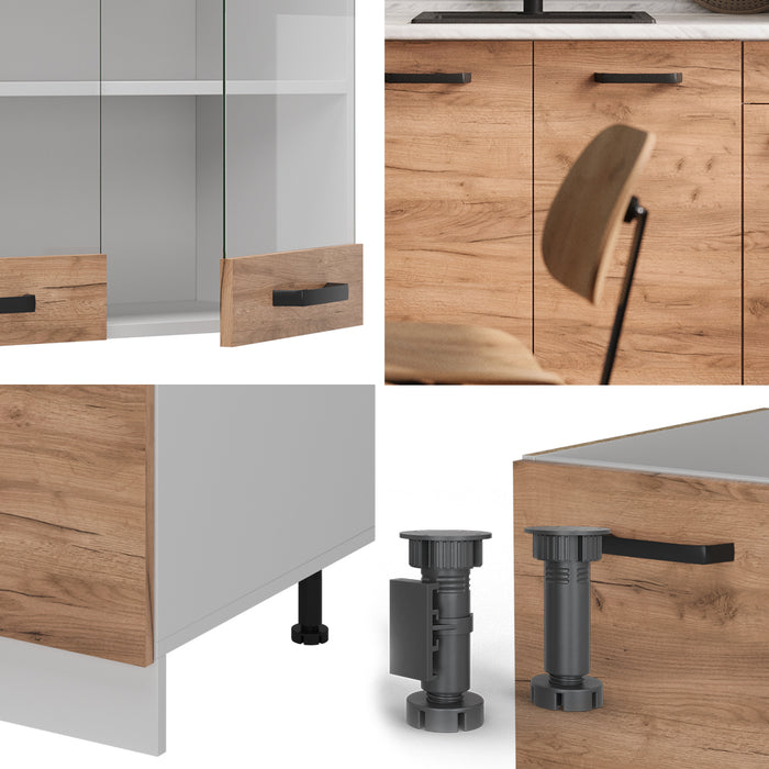 Vicco Cucina monoblocco Quercia dorata/bianco 140 cm PL Marmo