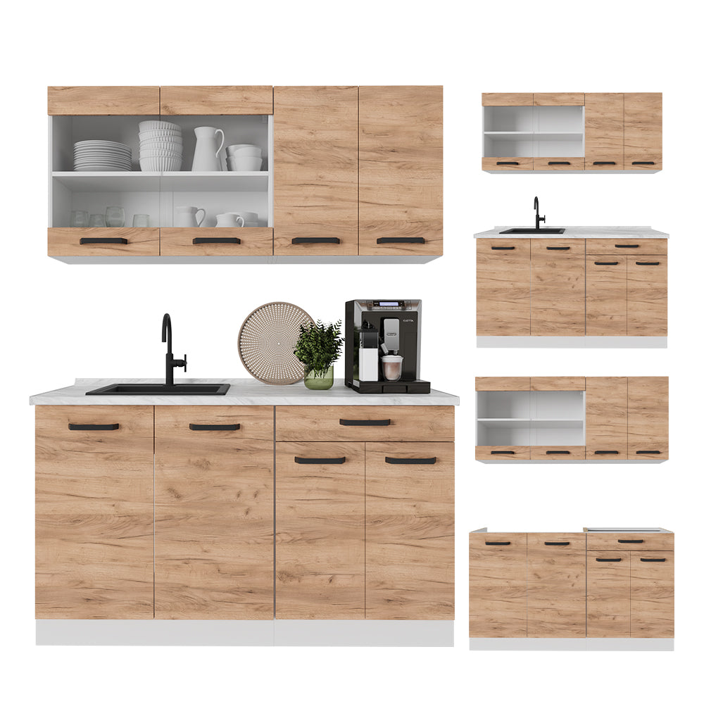 Vicco Cucina monoblocco Quercia dorata/bianco 140 cm PL Rovere