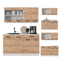 Vicco Cucina monoblocco Quercia dorata/bianco 140 cm PL Marmo