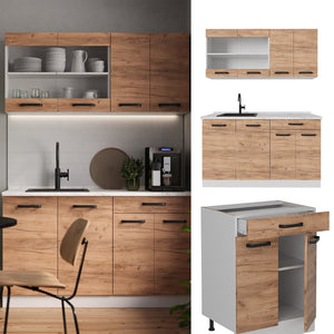 Vicco Cucina monoblocco Quercia dorata/bianco 140 cm PL Marmo