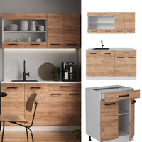 Vicco Cucina monoblocco Quercia dorata/bianco 140 cm PL Rovere