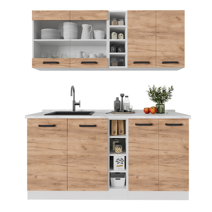 Vicco Cucina completa Quercia dorata/bianco 160 cm PL Antracite