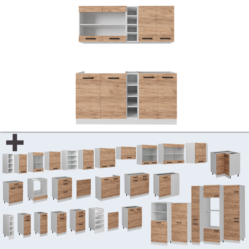 Vicco Cucina completa Quercia dorata/bianco 160 cm PL Antracite