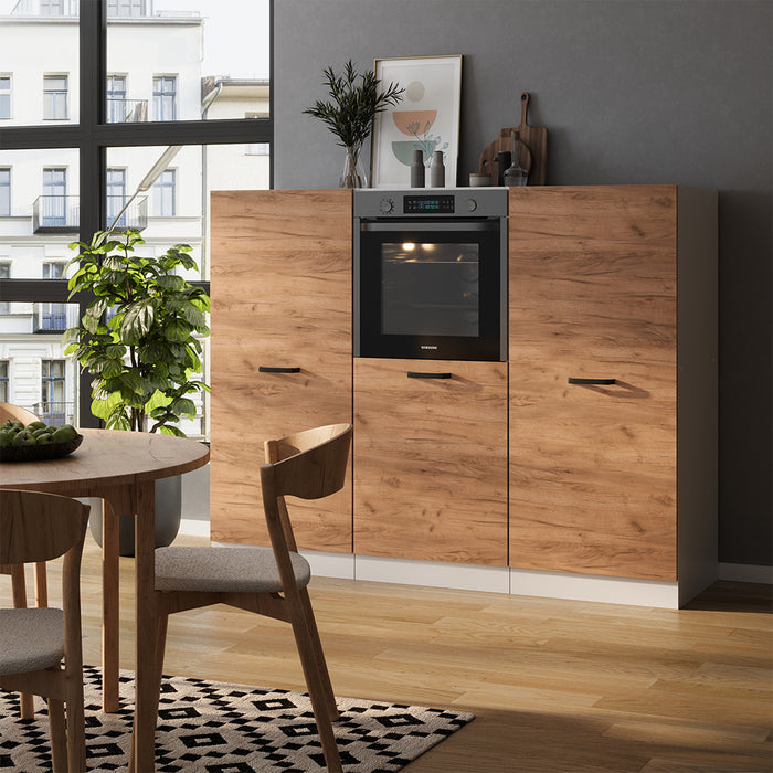 Vicco Cucine componibili piccole Quercia dorata/bianco 180 cm Senza piano di lavoro