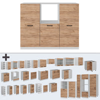 Vicco Cucine componibili piccole Quercia dorata/bianco 180 cm Senza piano di lavoro