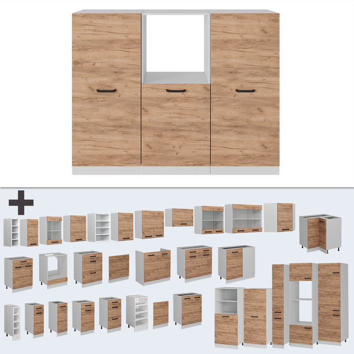 Vicco Cucine componibili piccole Quercia dorata/bianco 180 cm Senza piano di lavoro