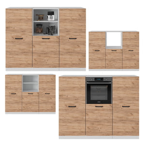 Vicco Cucine componibili piccole Quercia dorata/bianco 180 cm Senza piano di lavoro
