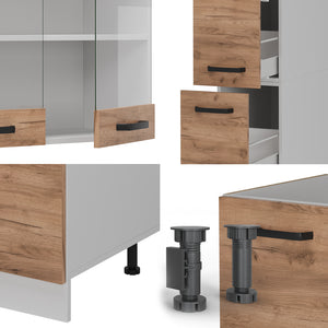 Vicco Cucina componibile Quercia dorata/bianco 350 cm senza piano di lavoro