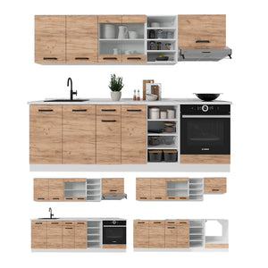 Vicco Cucina componibile Quercia dorata/bianco 240 cm senza piano di lavoro
