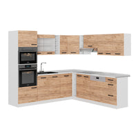 Vicco Cucina angolare completa Quercia dorata/bianco 237 x 247 cm PL Marmo