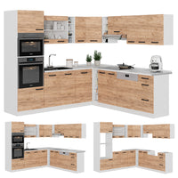 Vicco Cucina angolare completa Quercia dorata/bianco 237 x 247 cm PL Marmo