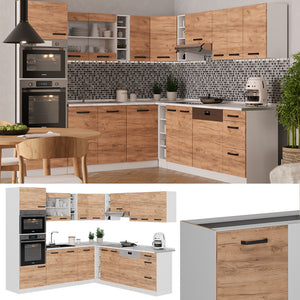 Vicco Cucina angolare completa Quercia dorata/bianco 237 x 247 cm PL Antracite