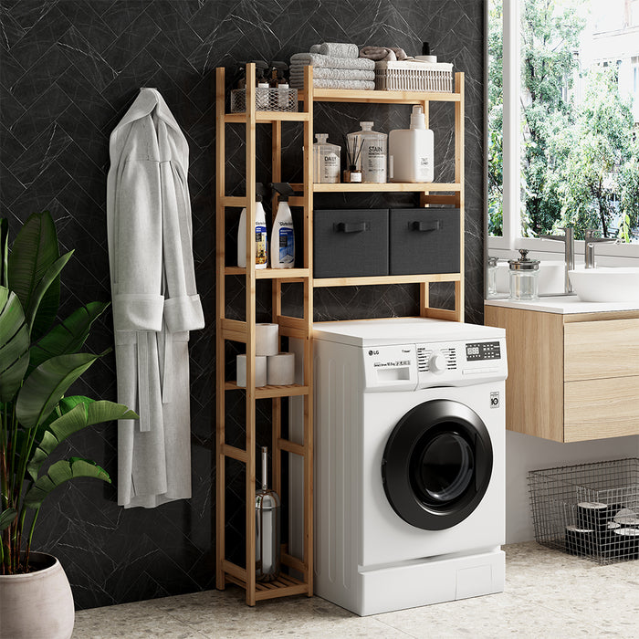 Vicco Armadietto per toilette Bambù 78.5 x 163 cm con 2 cassetti in pile