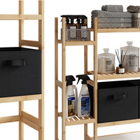 Vicco Armadietto per toilette Bambù 78.5 x 163 cm con 2 cassetti in pile