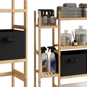 Vicco Armadietto per toilette Bambù 78.5 x 163 cm con 2 cassetti in pile