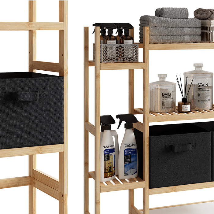 Vicco Armadietto per toilette Bambù 78.5 x 163 cm con 2 cassetti in pile