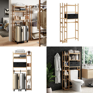 Vicco Armadietto per toilette Bambù 78.5 x 163 cm con 2 cassetti in pile