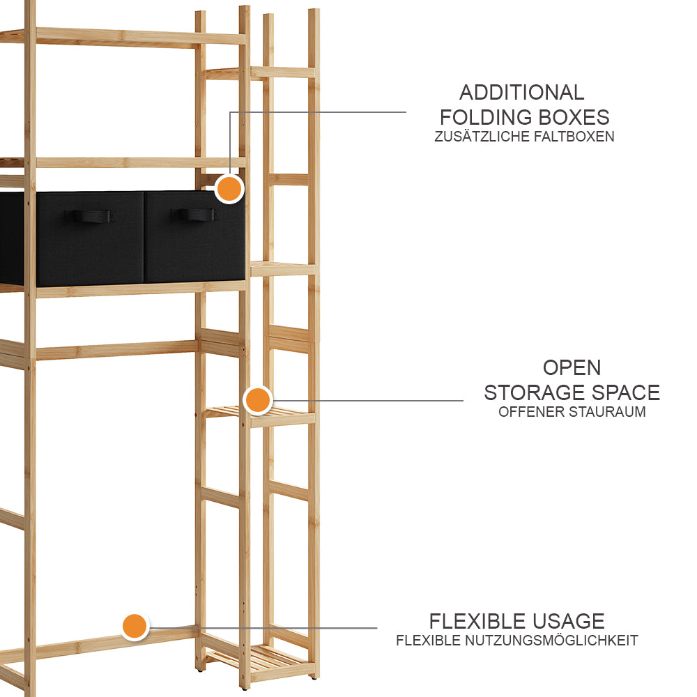 Vicco Armadietto per toilette Bambù 78.5 x 163 cm con 2 cassetti in pile