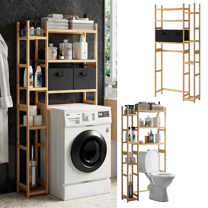 Vicco Armadietto per toilette Bambù 78.5 x 163 cm con 2 cassetti in pile