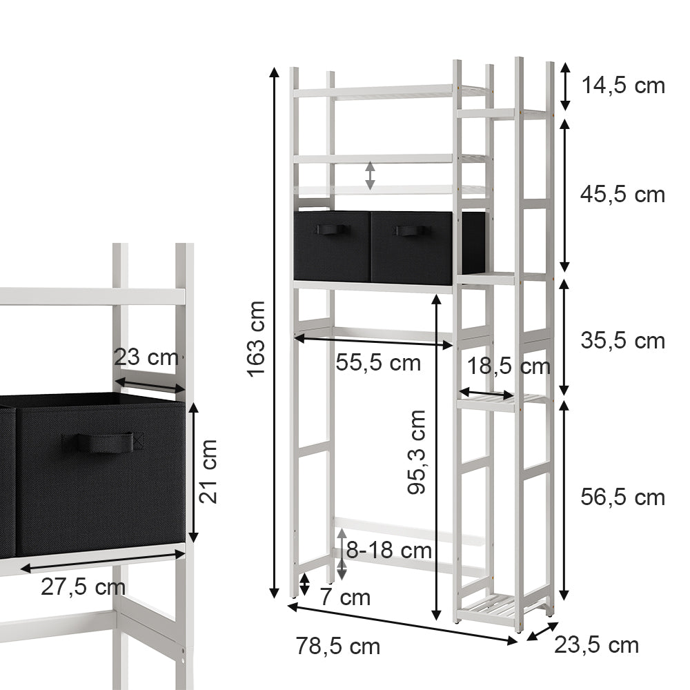 Vicco Ripiano per WC Bianco 78.5 x 163 cm con 2 cassetti in pile