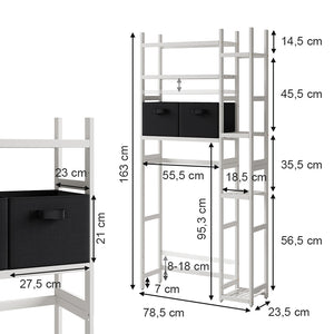Vicco Ripiano per WC Bianco 78.5 x 163 cm con 2 cassetti in pile