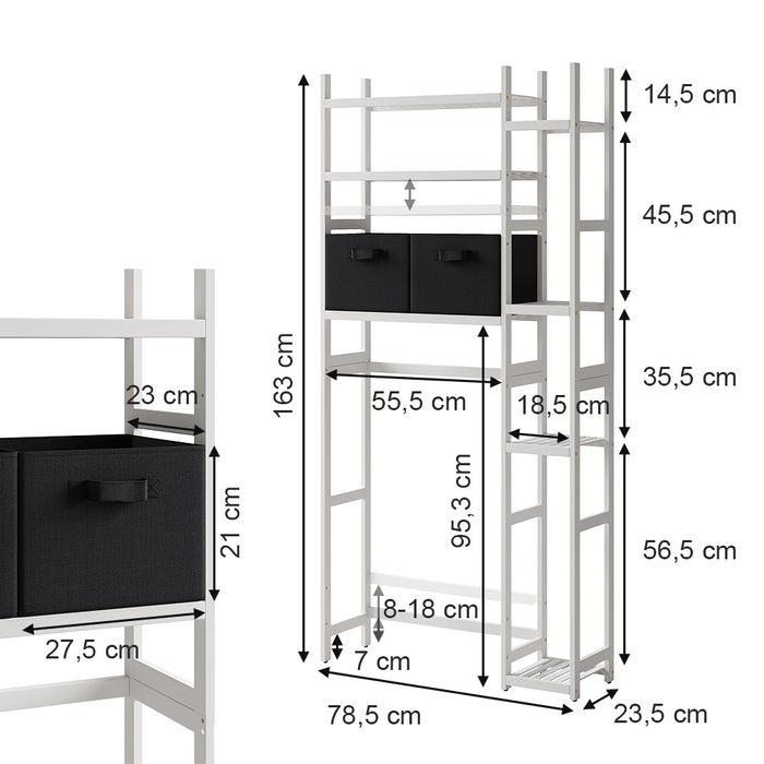 Vicco Ripiano per WC Bianco 78.5 x 163 cm con 2 cassetti in pile