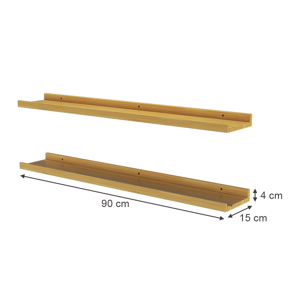 Vicco Scaffale a muro Legno naturale 90 x 4 cm Set di 2