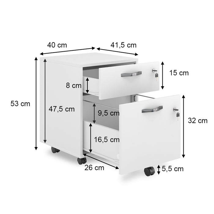 Vicco Piedistallo mobile Bianco 40 x 53 cm Bloccabile