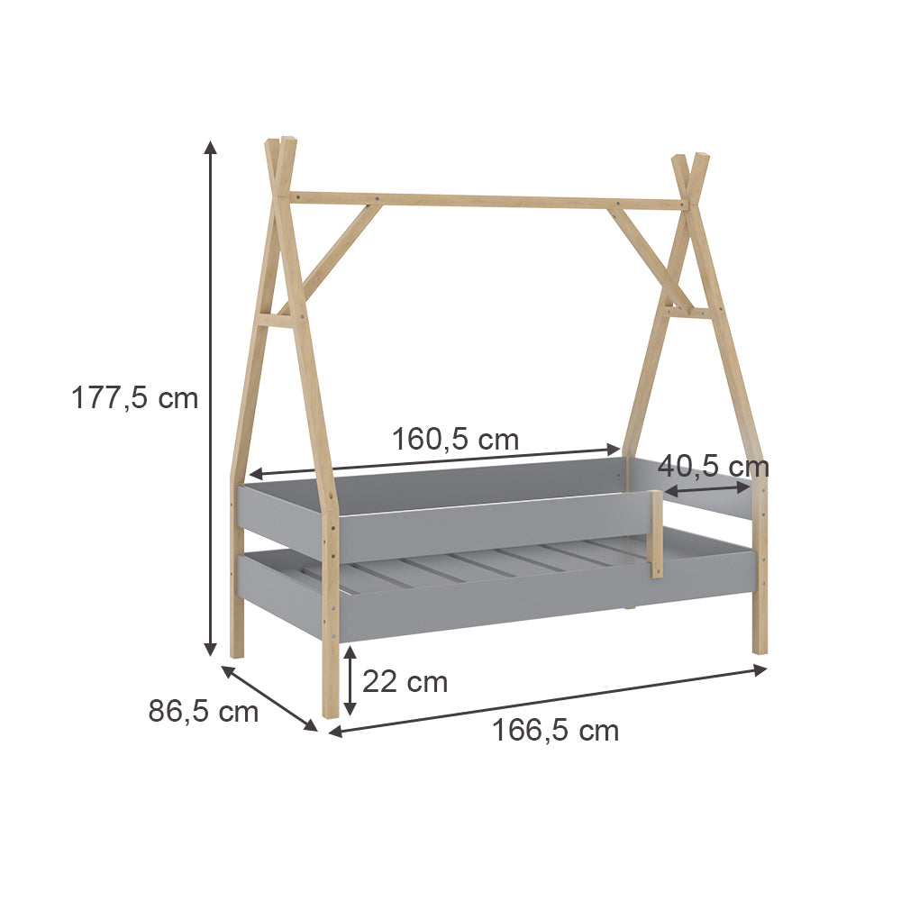 Vitalispa Letto Tipi Grigio 80x160 cm con materasso