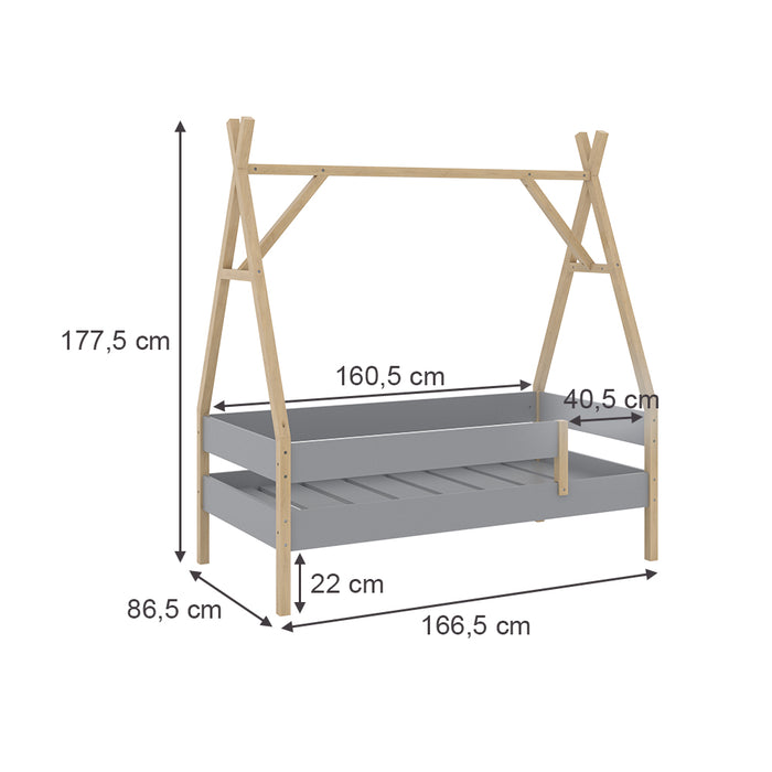 Vitalispa Letto Tipi Grigio 80x160 cm con materasso