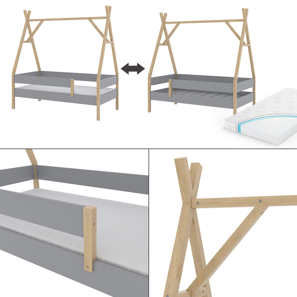 Vitalispa Letto Tipi Grigio 80x160 cm con materasso