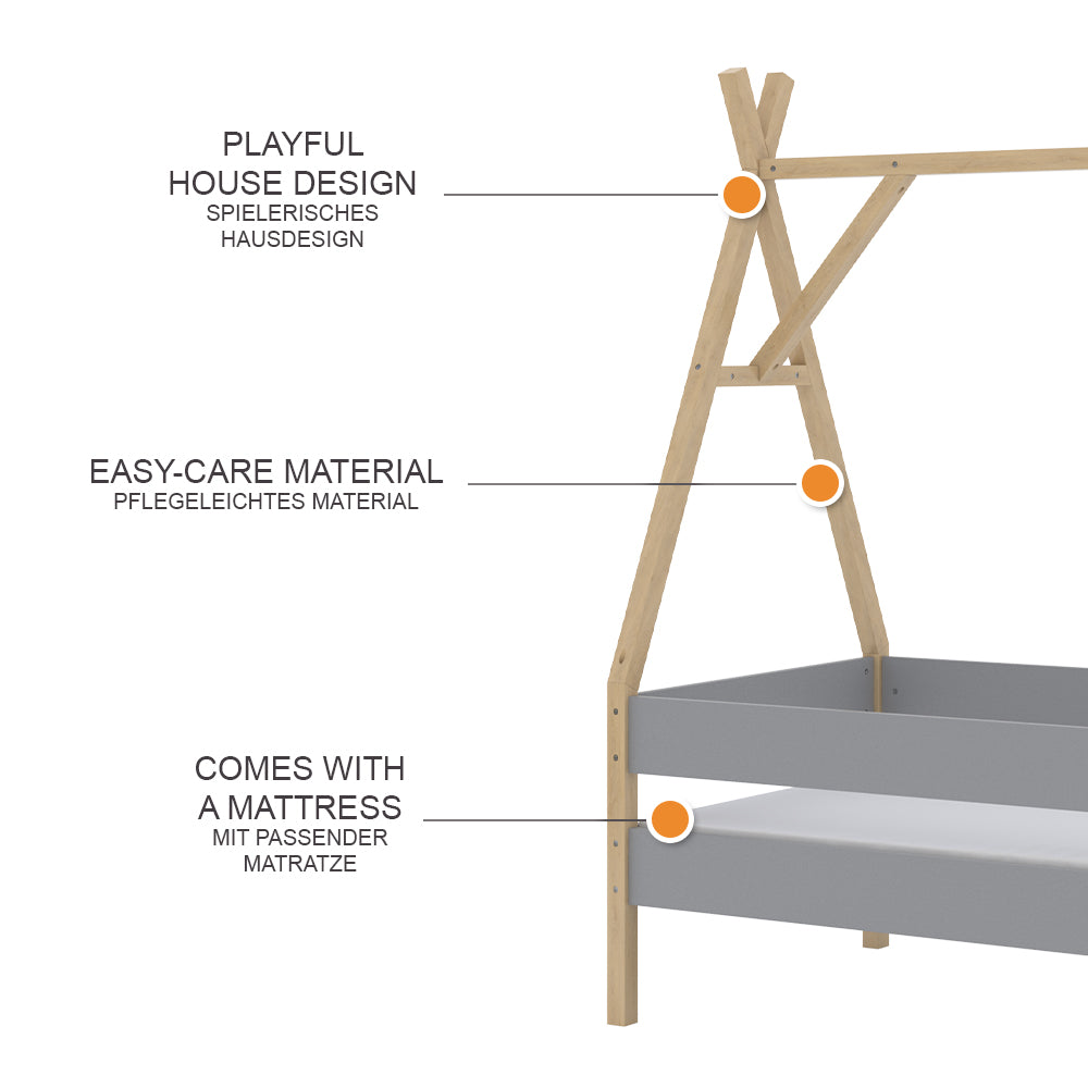 Vitalispa Letto Tipi Grigio 80x160 cm con materasso