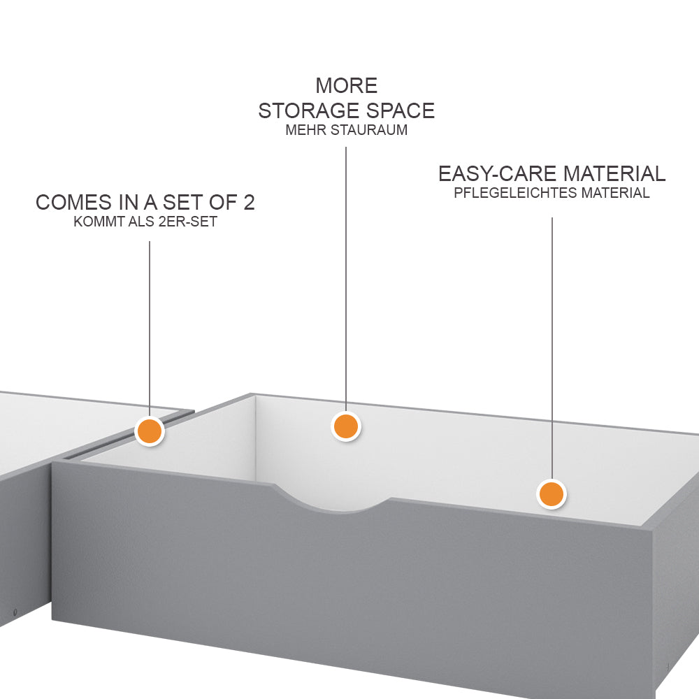 Vitalispa Cassetto estraibile Grigio 78 x 61.8 cm Set di 2