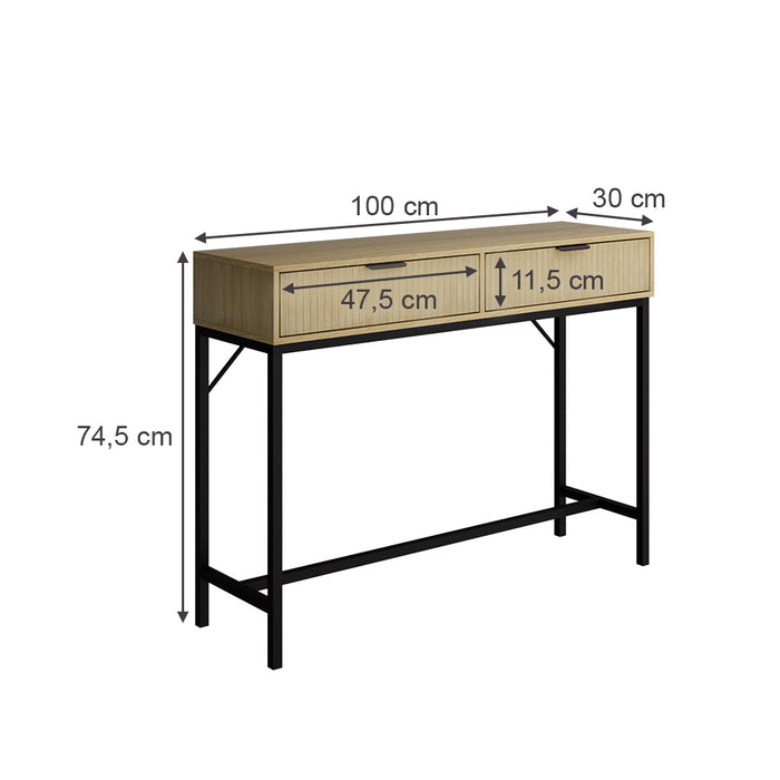 Vicco Scrivania Rovere 100 x 30 cm con 2 cassetti
