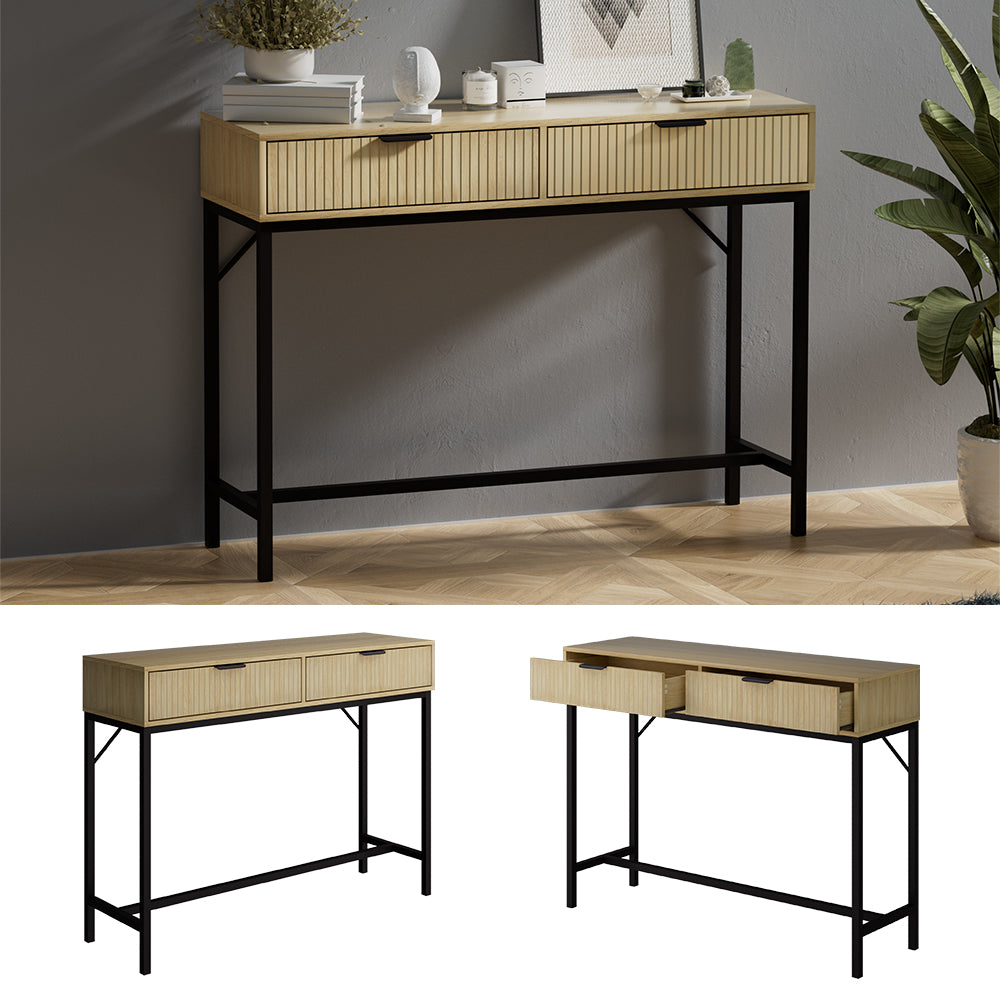 Vicco Tavolo consolle Rovere 100 x 75 cm con 2 cassetti