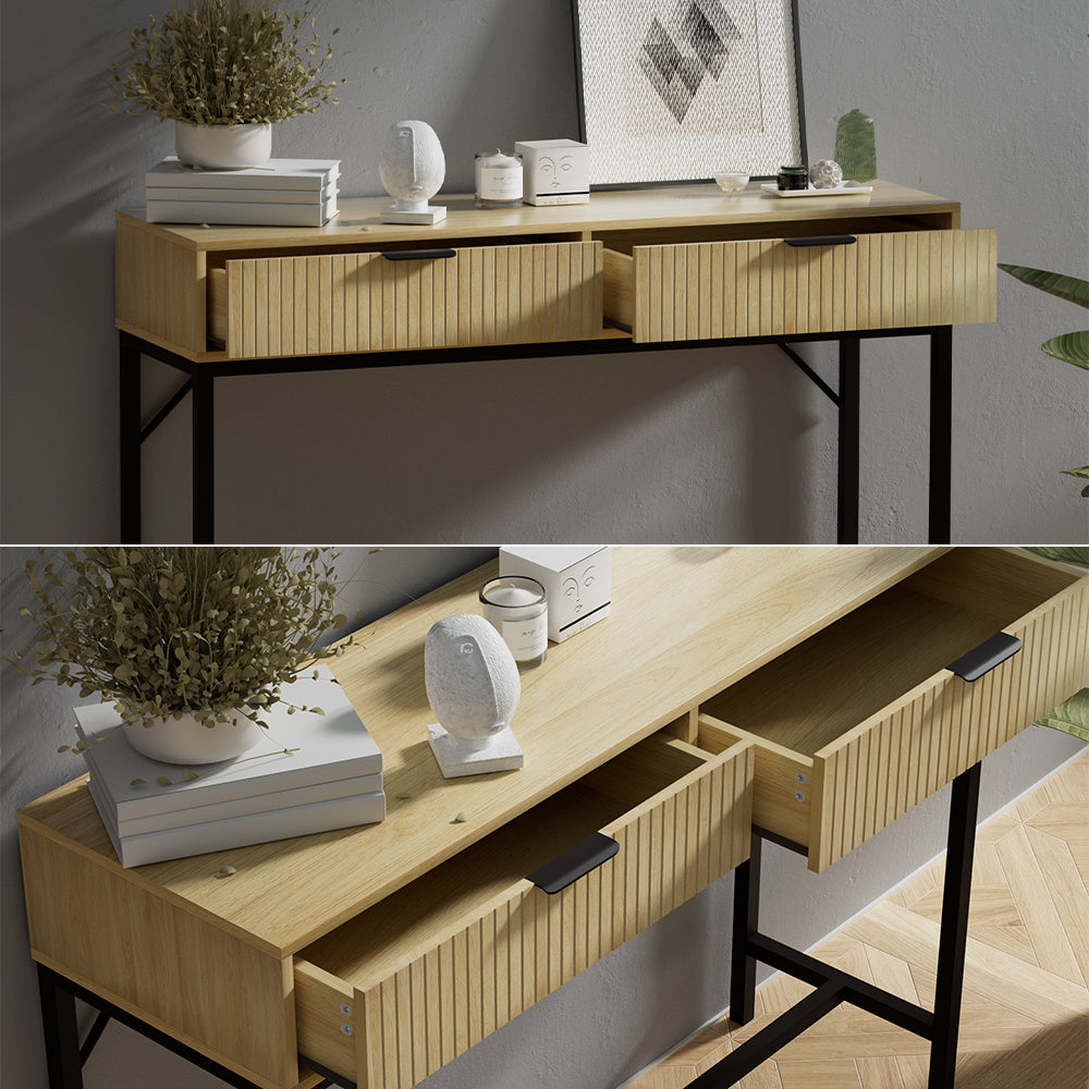 Vicco Tavolo consolle Rovere 100 x 75 cm con 2 cassetti