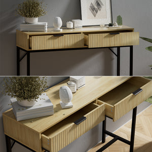 Vicco Tavolo consolle Rovere 100 x 75 cm con 2 cassetti