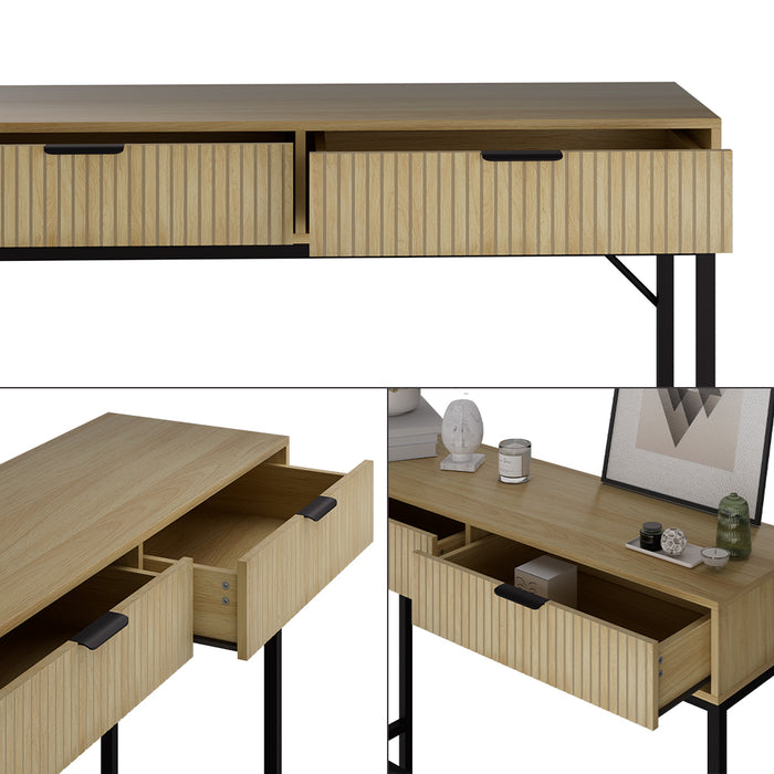 Vicco Tavolo consolle Rovere 100 x 75 cm con 2 cassetti