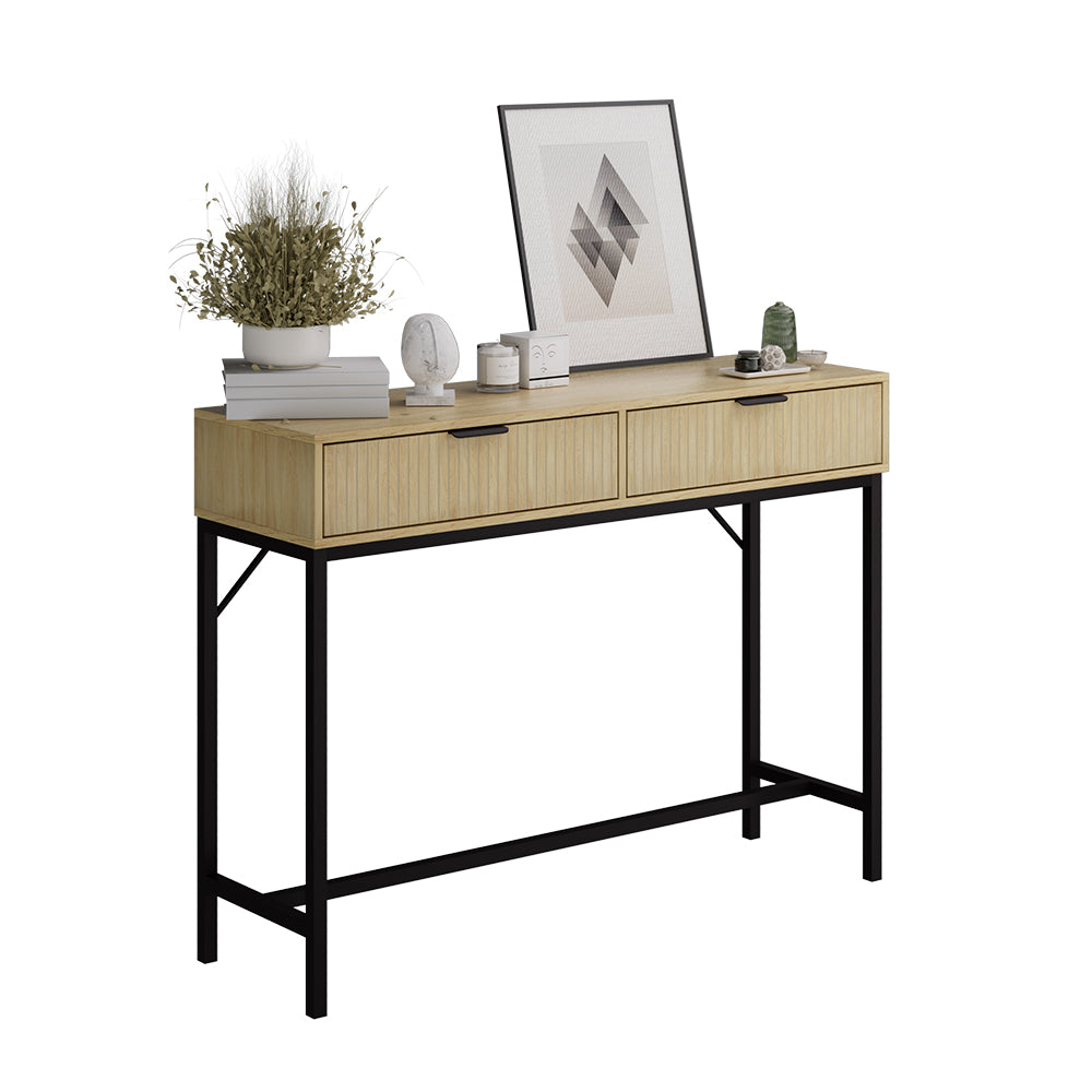 Vicco Tavolo consolle Rovere 100 x 75 cm con 2 cassetti