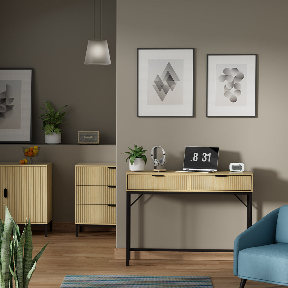 Vicco Scrivania Rovere 100 x 30 cm con 2 cassetti