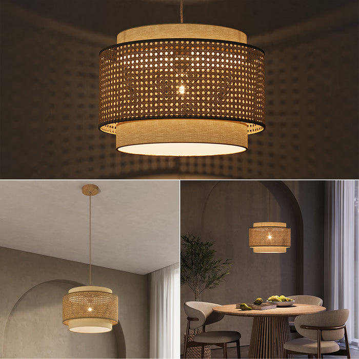 Vicco Lampada a soffitto Rattan/crema 45 x 31 cm