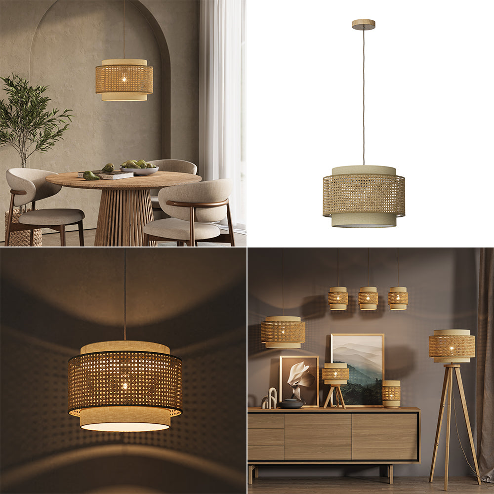 Vicco Lampada a soffitto Rattan/crema 45 x 31 cm