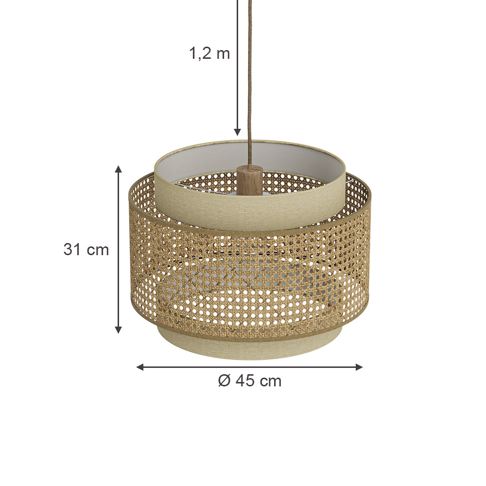Vicco Lampada a soffitto Rattan/crema 45 x 31 cm